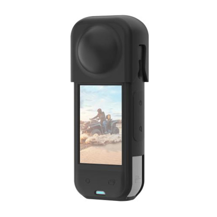 PULUZ silikoonist kaitseümbris koos objektiivikattega Insta360 X5 jaoks (must)
