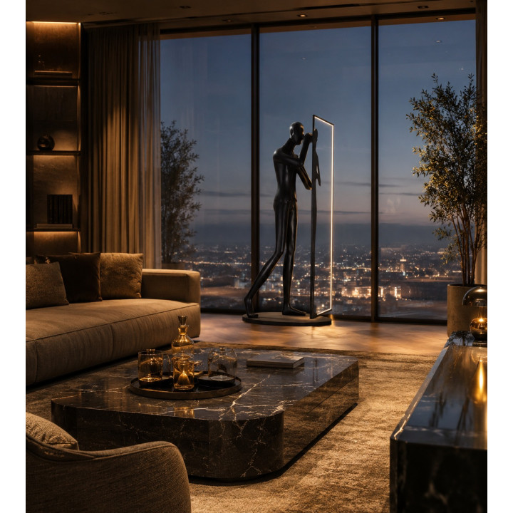 Immax SILUETTE Glam Human Shadow 200 cm – skulpturāla stāvlampa, stikla šķiedra, melna, LED SMART 90W