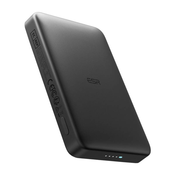 ESR Qi2 MagSlim 10000 mAh magnētiskā jaudas banka (melna)