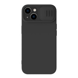 „Nillkin CamShield Silky“ silikoninis dėklas, skirtas „iPhone 15 Plus“ (juodas)