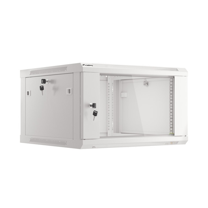 Lanberg 19" Wall-Mount Rack Cabinet 6U/600x600 V2 Grey, Glass Door (Flat-Pack)
