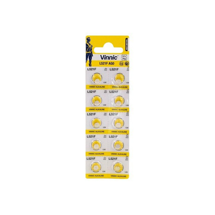 Vinnic L521F AG0 1,5V 7mAh alkaliparistot 10 kpl