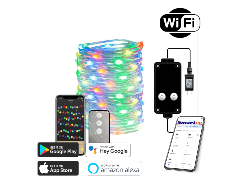 LED RGB Ziemassvētku vītne 16 m (Wi-Fi)