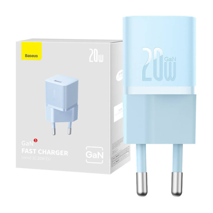 Mini sieninis įkroviklis Baseus GaN5 20W (mėlynas)