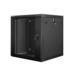 Lanberg Rack Cabinet 19" Wall-Mount 12U 600x600 Glass Door Black