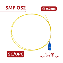 SAFIRE SF-SC-UPC-OS2-0015M-D09-Y 1,5 m SC/UPC–SC/UPC OS2 vienmoda šķiedras kabelis