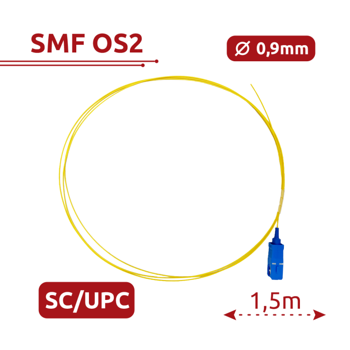 SAFIRE SF-SC-UPC-OS2-0015M-D09-Y 1,5 m SC/UPC–SC/UPC OS2 vienmoda šķiedras kabelis