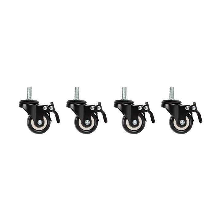Lanberg AK-1601-B Set of 4 Threaded Caster Wheels with Brake for Wall-Mounted Cabinets