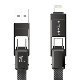 Кабель Blitzwolf BW-HDC7 4-в-1 USB+C+Lightning 240 Вт 1,2 м (черный)