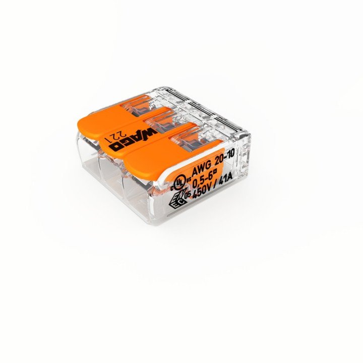 WAGO 221-613 Terminal Block 3-Way Transparent