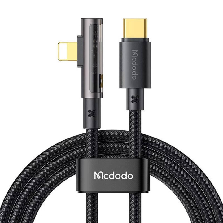 McDodo CA-3390 36 W 1,2 m USB-C kuni välgunurga kaabel (must)