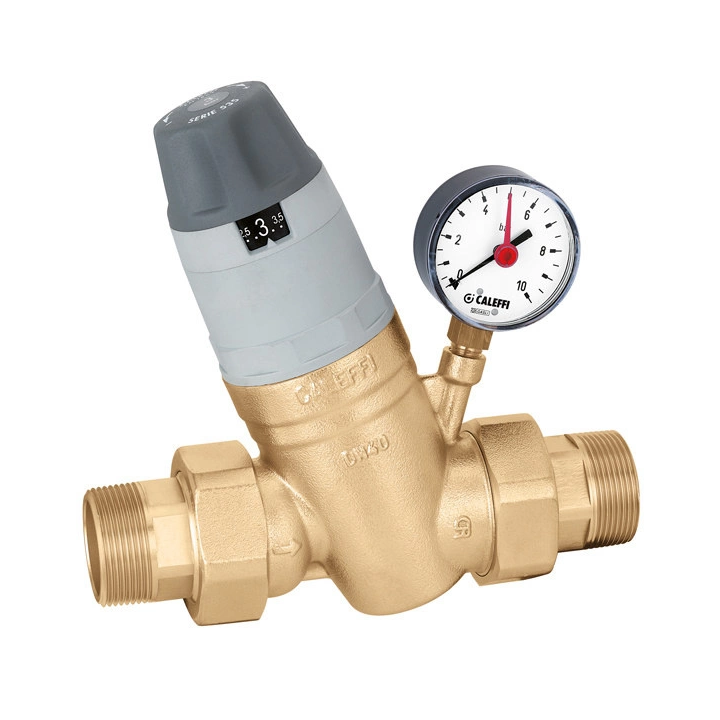 Caleffi 535061 Spiediena regulators ar nomaināmu kārtridžu, manometru un iestatījuma indikatoru 1"