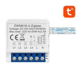 Модуль интеллектуального коммутатора ZigBee Avatto ZWSM16-W4 TUYA