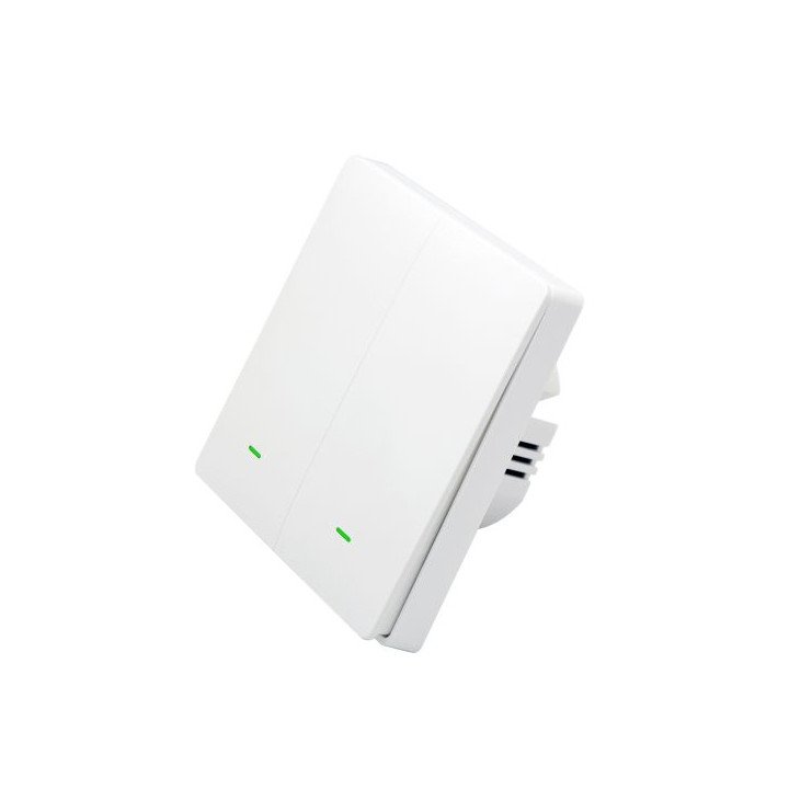 SmartWise B62 UNI Wi-Fi + eWeLink-Remote, 2-gang smart wall switch, universial wiring, physical push-button, white