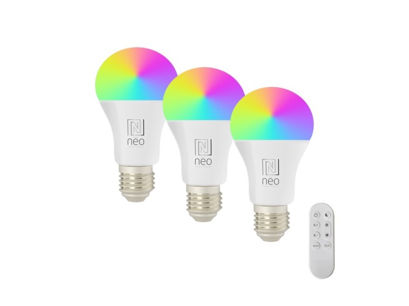 Smart 3x spuldze LED E27 11W RGB + CCT krāsa un balta, regulējama, WiFi, Bāka, tālvadības pults