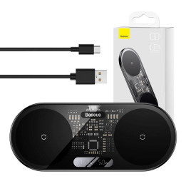 Беспроводное зарядное устройство Dual Qi Baseus Digital LED Display, 20 Вт