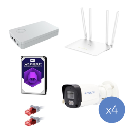 VidiLine ZES-VIDI-515-24T-4 IP novērošanas komplekts ar 4x 4MP WiFi kamerām, NVR, maršrutētāju, 1TB HDD