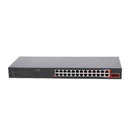 VidiLine ViDi-F2422GE 24-porttinen PoE+ -kytkin, 2 Gigabit Uplink ja 2 SFP 2.5G -porttia, 300 W