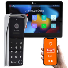 Genway F-S9V13-2W-C 2 laidų vaizdo durų skambučio komplektas su 7 colių jutikliniu ekranu, WiFi, Tuya