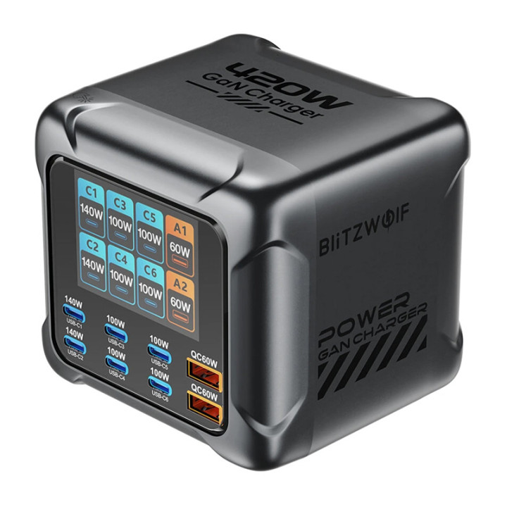 Blitzwolf BW-S33 420W lādētājs, 8 porti