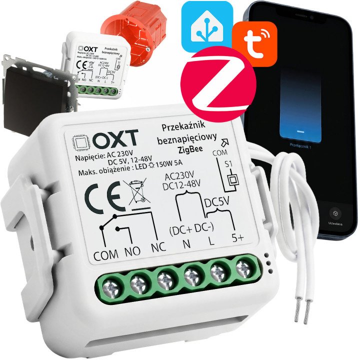 OXT Mini Relay Module Dry Contact AC 230V DC 5V 12-48V ZigBee TUYA