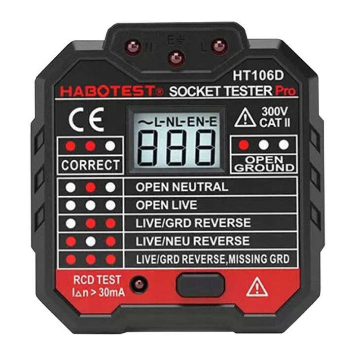 Lizdų testeris su skaitmeniniu ekranu Habotest HT106D
