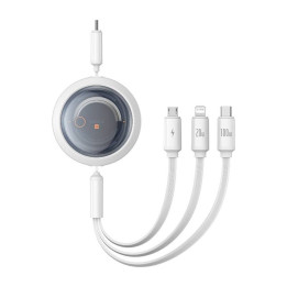 Kiirlaadimiskaabel 3in1 Baseus Free2Draw USB-C USB-C/Lightning/Micro 100W, 1,1m (valge)