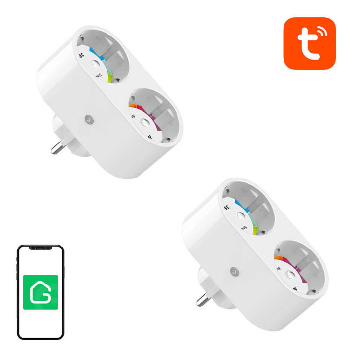 „Gosund SP211“ dvigubas „WiFi“ išmanusis lizdas, 2 dalys 3500 W (dvi pakuotės) „Tuya“