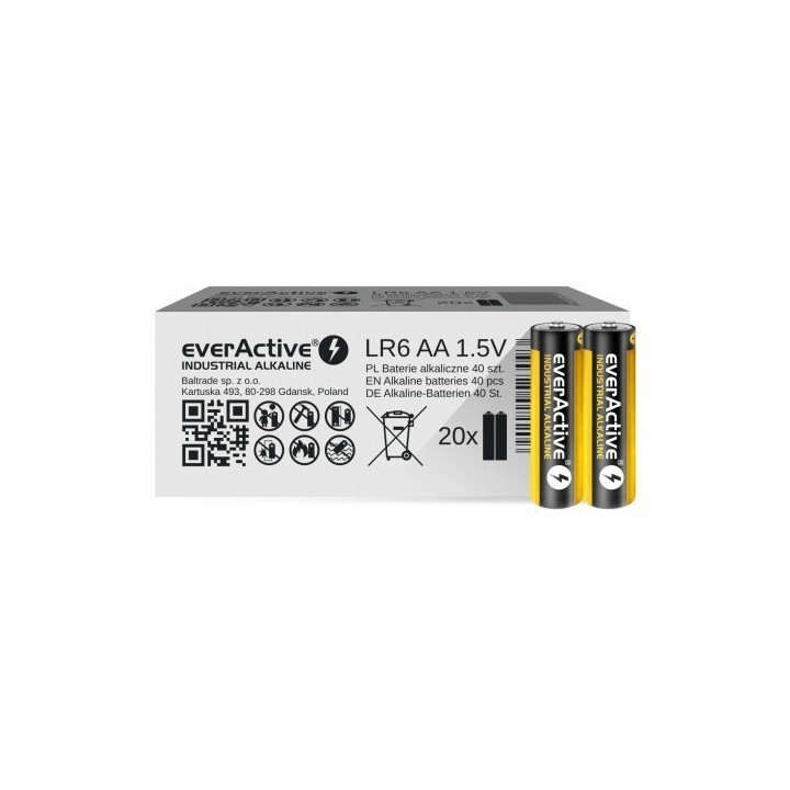 EverActive Industrial Alkaline AA/LR6/MN1500 1,5В 2700мАч аккумуляторы, 40 шт.