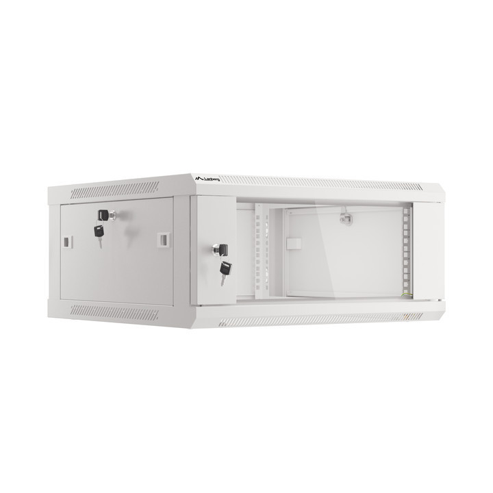 Lanberg :: Rack Cabinet 19” Wall-Mount 4U/600X600 (flat-pack) V2 Grey, Glass door
