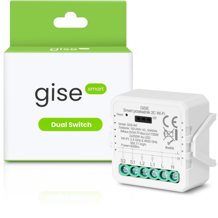 GISE Smart GDS-WF – dual Wi‑Fi Tuya relay module