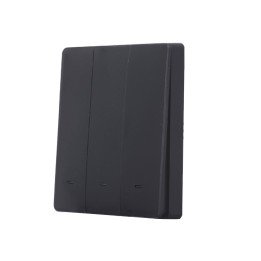 SmartWise wall switch front panel, black, 3-button