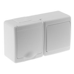 BETA block surface switch + socket with grounding and cover white IP44