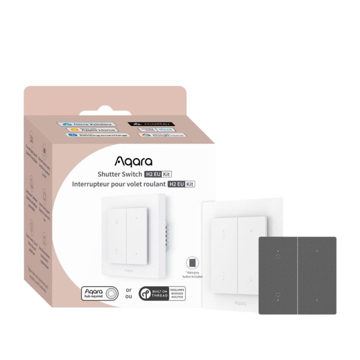 Aqara H2 Shutter Switch EU, Zigbee + Thread roller shutter wall switch, white/grey (DS-K02D)