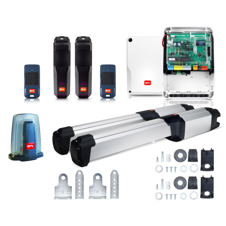 BFT PHOBOS BT B40 KIT swing gate operator LED lamp 2 remote controls 24 V leaf up to 4 m 500 kg photocells