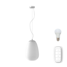 Immax NEO COCONO riippuva kattokruunu valkoinen lasi 24x34cm sisältää Smart source E27 RGBW Zigbee 3.0