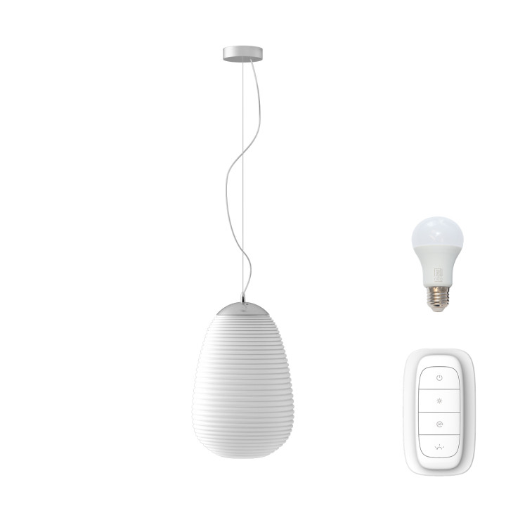 Immax NEO COCONO riippuva kattokruunu valkoinen lasi 24x34cm sisältää Smart source E27 RGBW Zigbee 3.0
