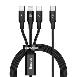 Кабель Baseus Rapid Series 3-в-1 USB-C для M+L+T 20 Вт 1,5 м Черный