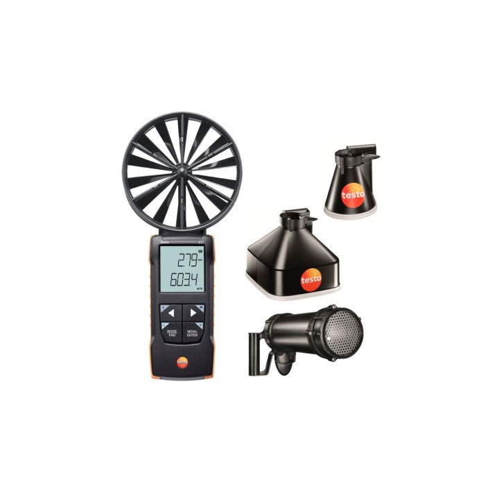 Siipianemometri Testo 417 kit 2 mittasuppiloilla ja virtaussuorastajalla