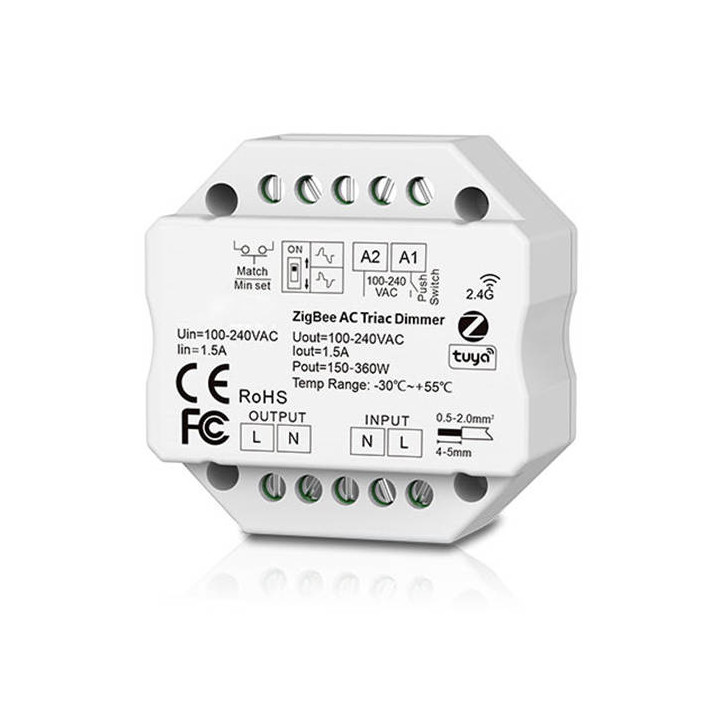 Dimmer 1 grandinės ZigBee + RF2.4 SD serija TUYA