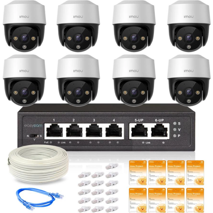 Kaheksa Imou Cruiser 4MP POE IP-kaamera komplekt koos Imou Protect Basic pilveteenusega