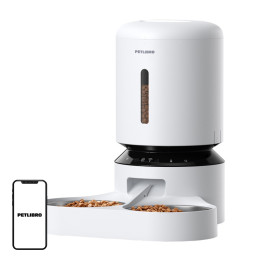 Petlibro Granary Food Denfenser, jossa on kaksoiskulho, wifi, 5L (valkoinen)