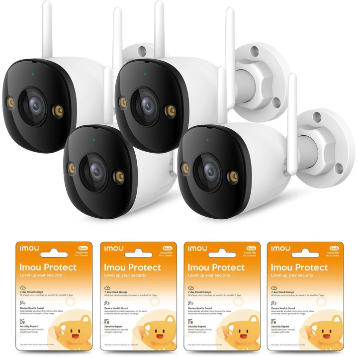 Komplektis 4 Imou bullet 3 5MP IP-kaamerat koos Imou Protect pilvedega