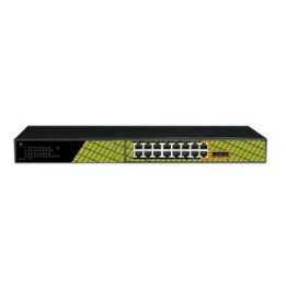 VidiLine VIDI-F1622GB 16-портовый коммутатор PoE 240 Вт, 2 восходящих канала RJ45, 2 SFP