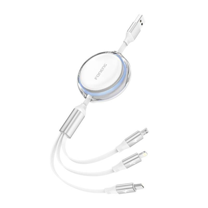 Foneng X113 3-in-1 kaapeli 1,1M valkoinen