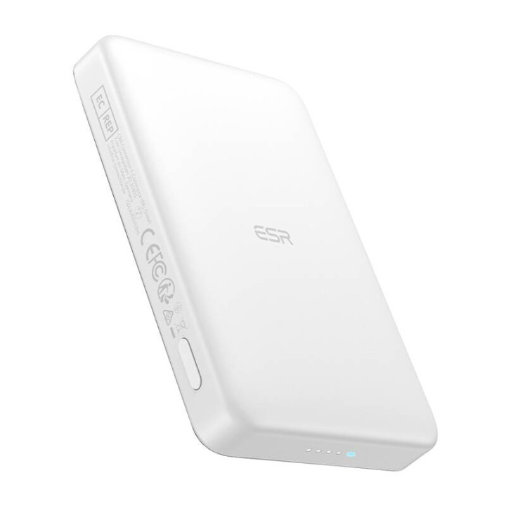 ESR Qi2 MagSlim 10000 mAh magnētiskā jaudas banka (balta)