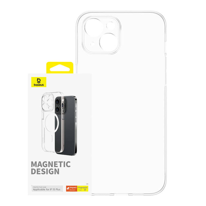 Magnetinis telefono dėklas, skirtas iPhone 15 Plus Baseus OS-Lucent serijai (skaidrus)