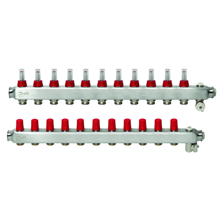 Коллектор для радиационного отопления DANFOSS CHS774, 11 контуров с расходомером