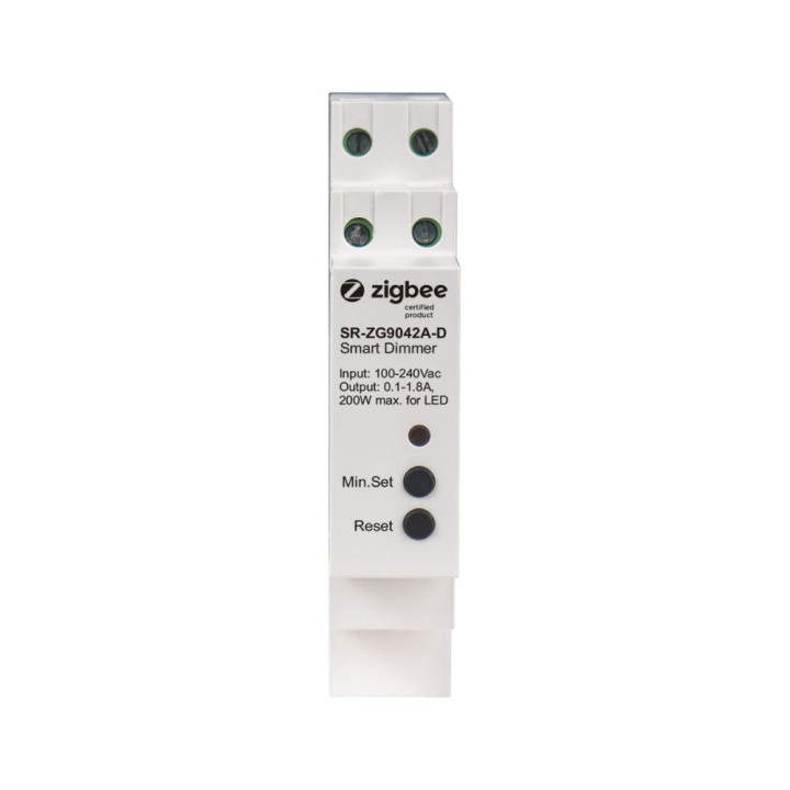 Sunricher DIN-liistuga Zigbee nutikas dimmer, 230 V vahelduvvool ilma neutraalita, 400 W (SR-ZG9042A-D)