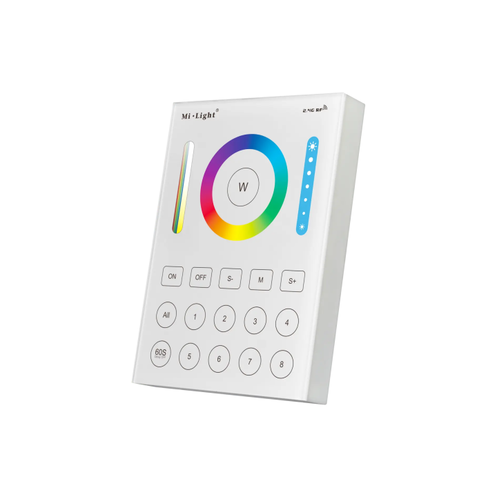 Seinale paigaldatav kontroller RGB+CCT 8-tsooniline 2xAAA B8